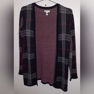 Open-front plaid knit Cardigan
